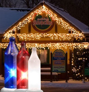 red and clear icicle lights