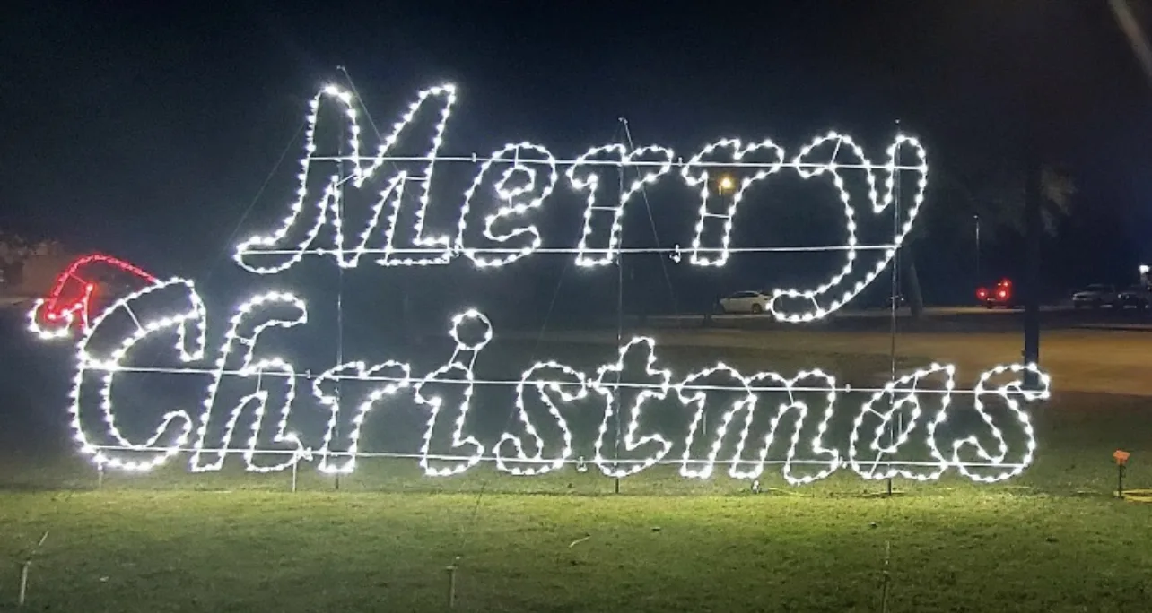 Merry Christmas Sign with Santa hat